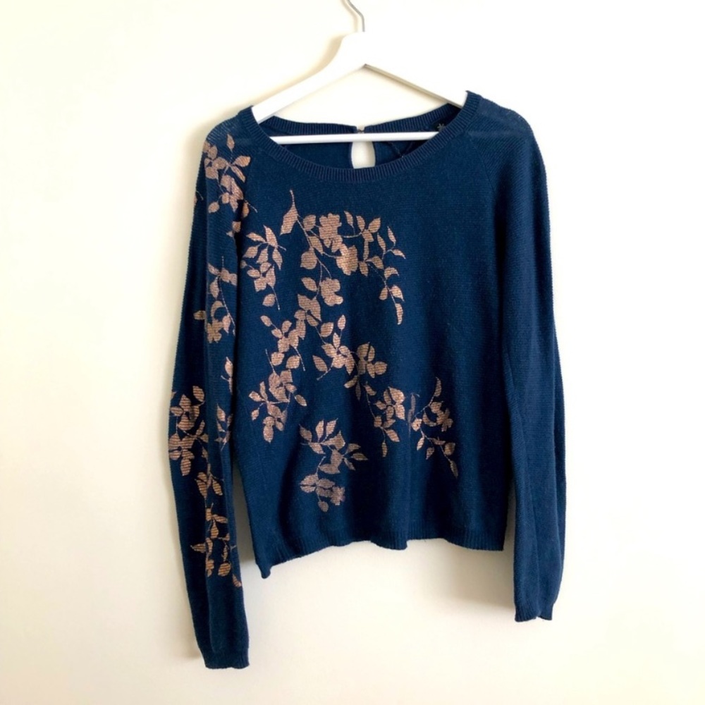 Anthropologie knitted and knotted foil sweater size small